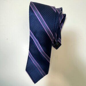 Micheal Kors Silk 100% Men's Tie Strips Blue Navy Purple Lavender